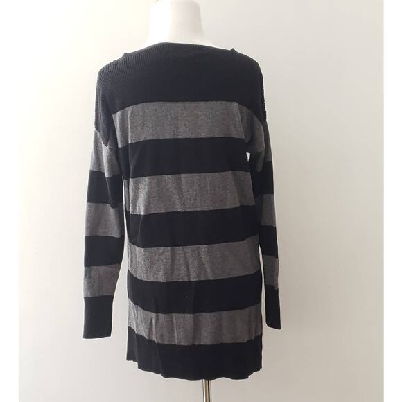 Caslon Tunic Sweater Striped Black Textured Small - Picture 3 of 9